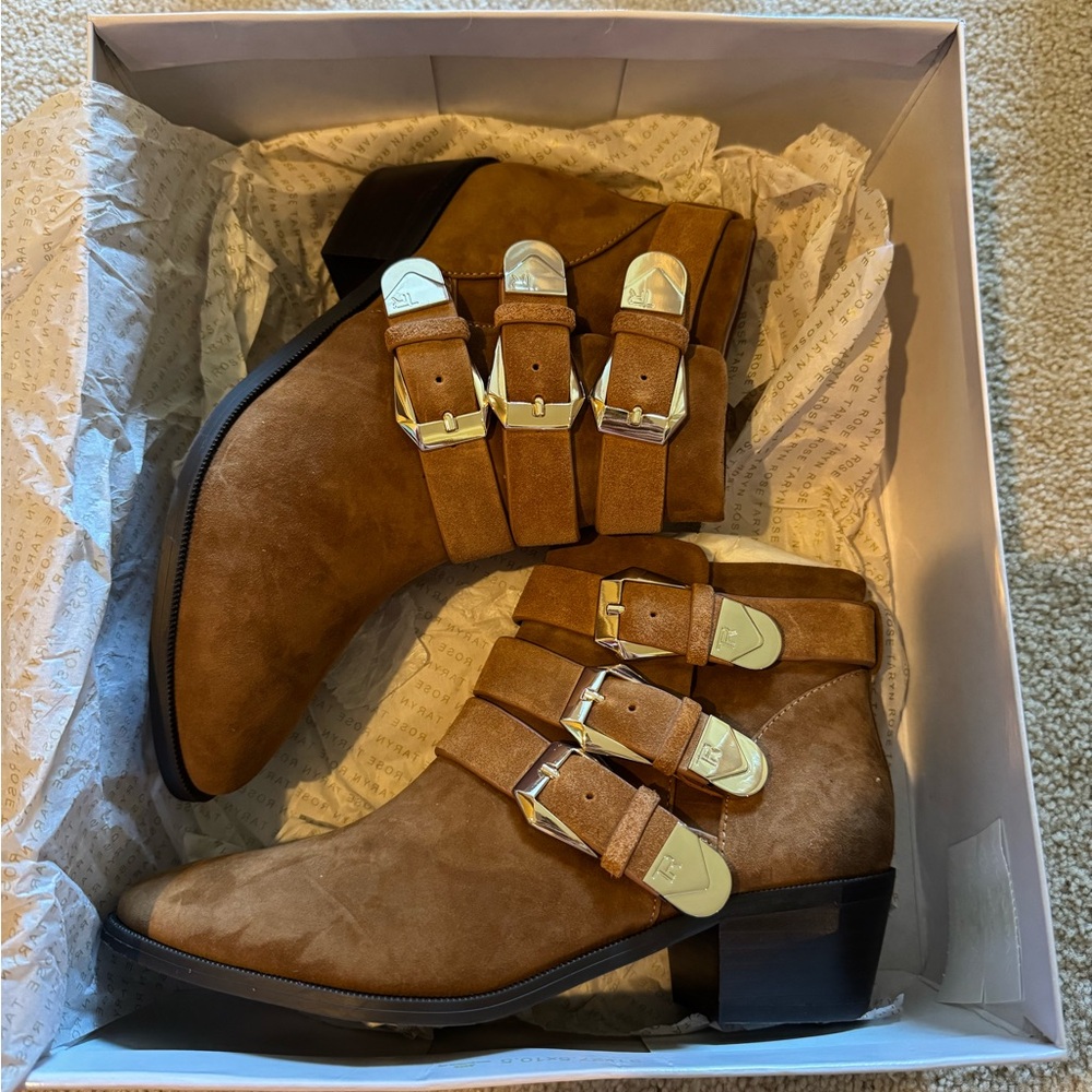 Taryn Rose “Samantha” light brown suede boots, size 6